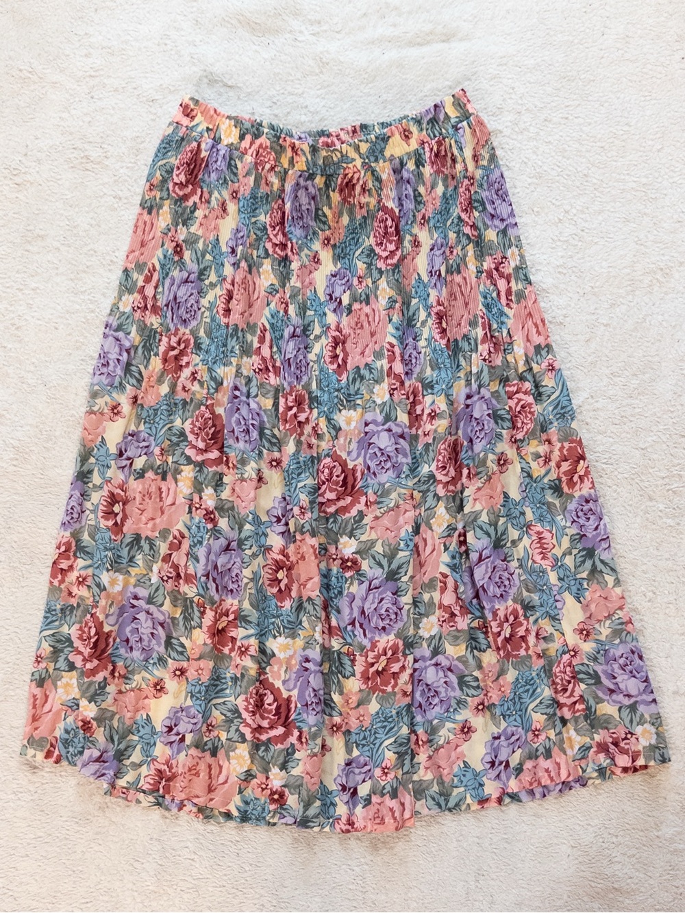Vintage Sag Harbor Floral Pleated Midi Skirt Size Large Cottagecore - Picture 8 of 10